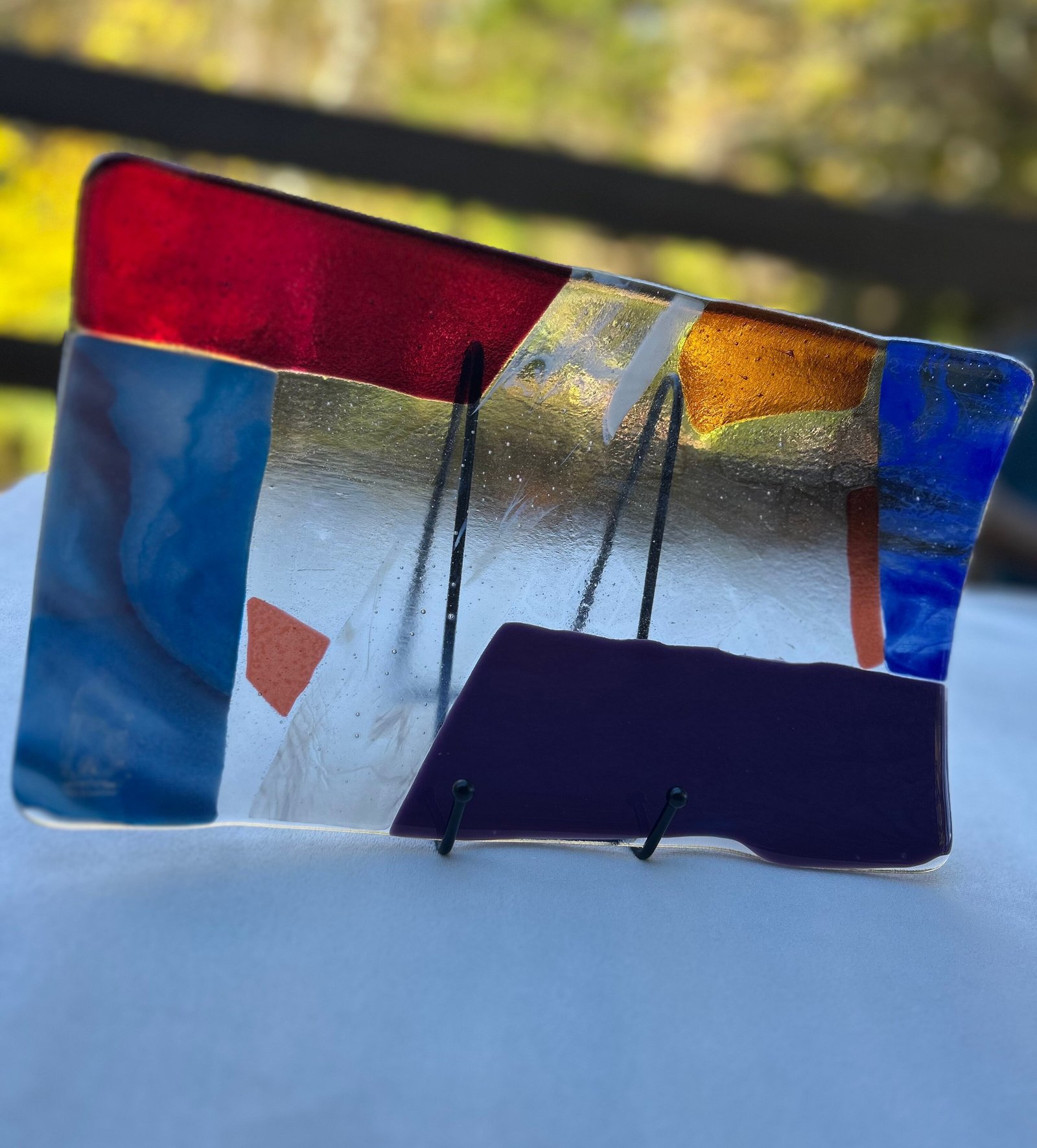 Handcrafted fused glass plate by Sherri Feld Sousa